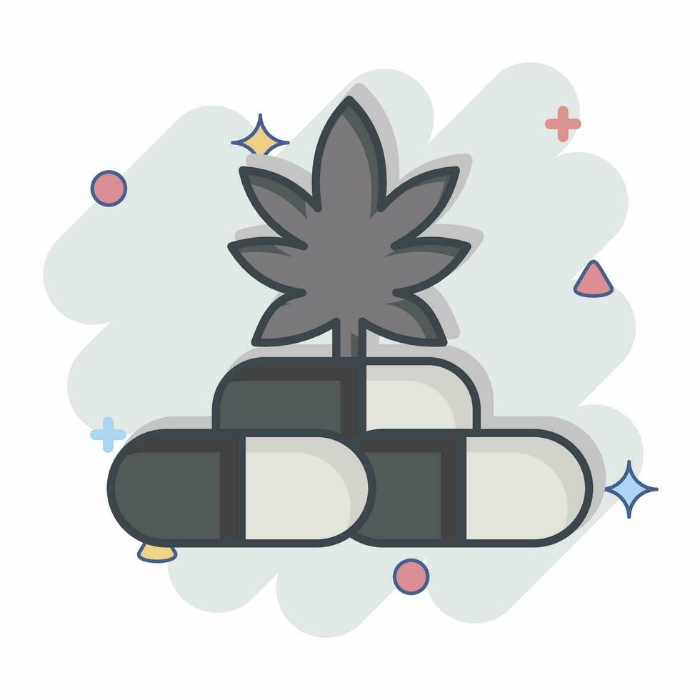 ícone cbd cápsulas. relacionado para cannabis símbolo. quadrinho estilo. simples Projeto editável. simples ilustração vetor