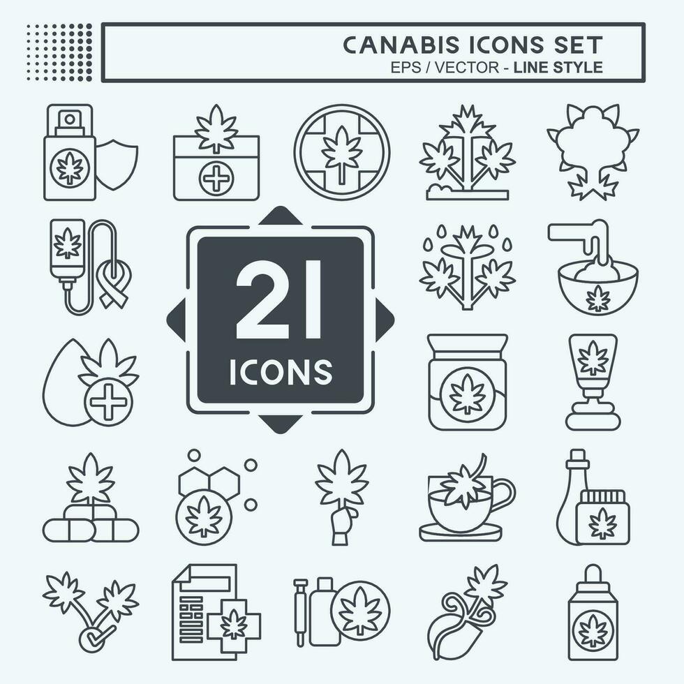 ícone conjunto cannabis. relacionado para cannabis símbolo. linha estilo. simples Projeto editável. simples ilustração vetor