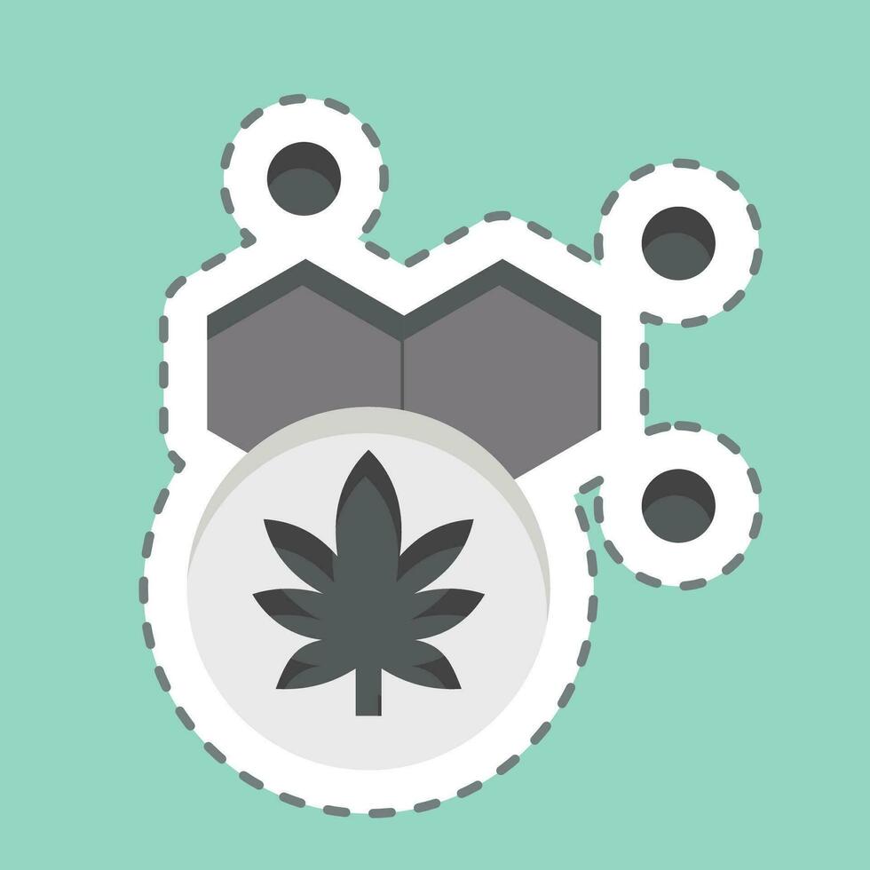 adesivo linha cortar cannabis contente. relacionado para cannabis símbolo. simples Projeto editável. simples ilustração vetor