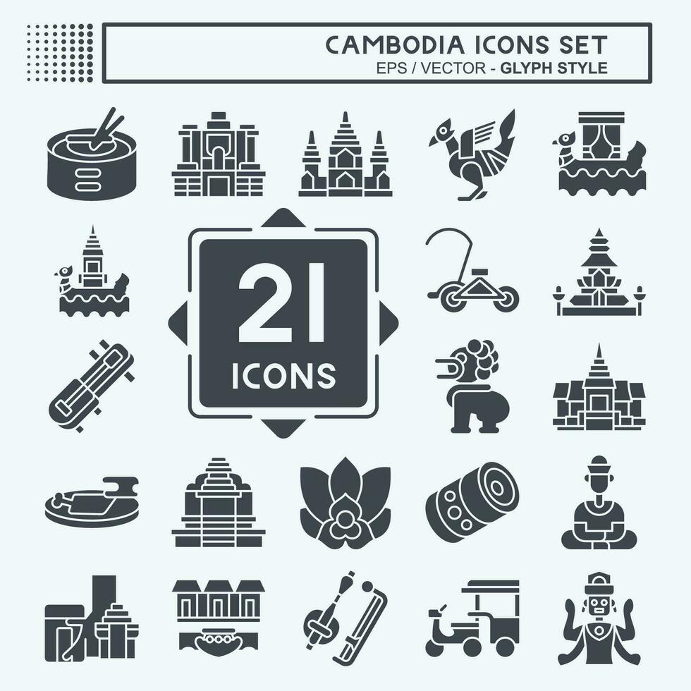 ícone conjunto Camboja. relacionado para feriado símbolo. glifo estilo. simples Projeto editável. simples ilustração vetor