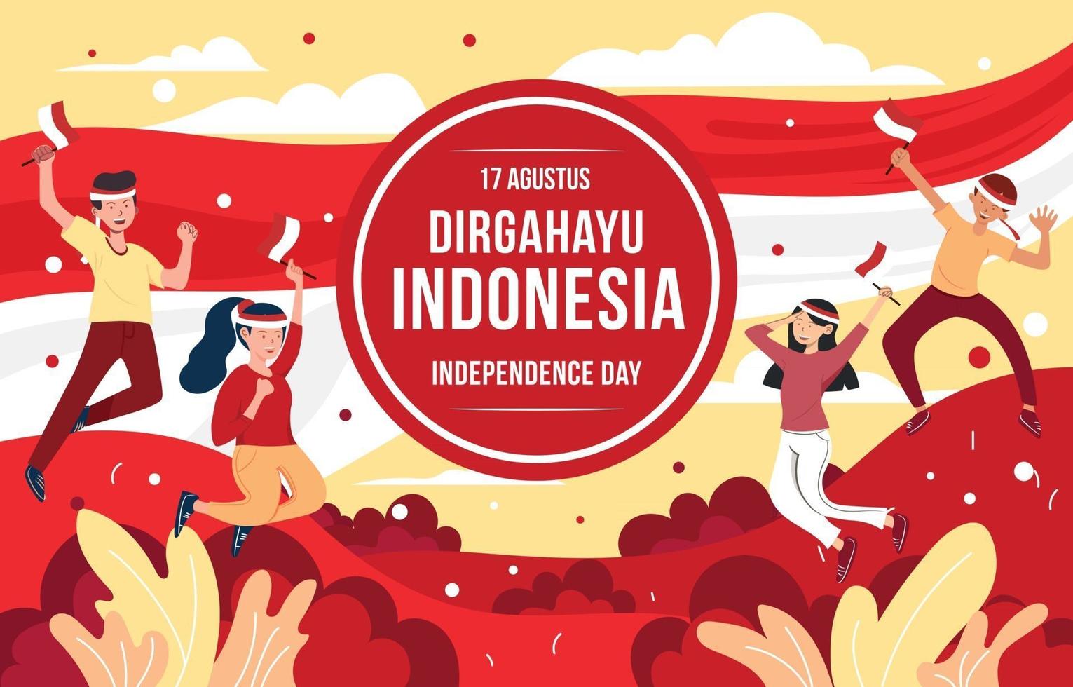 ilustração do dia da independência da indonésia vetor