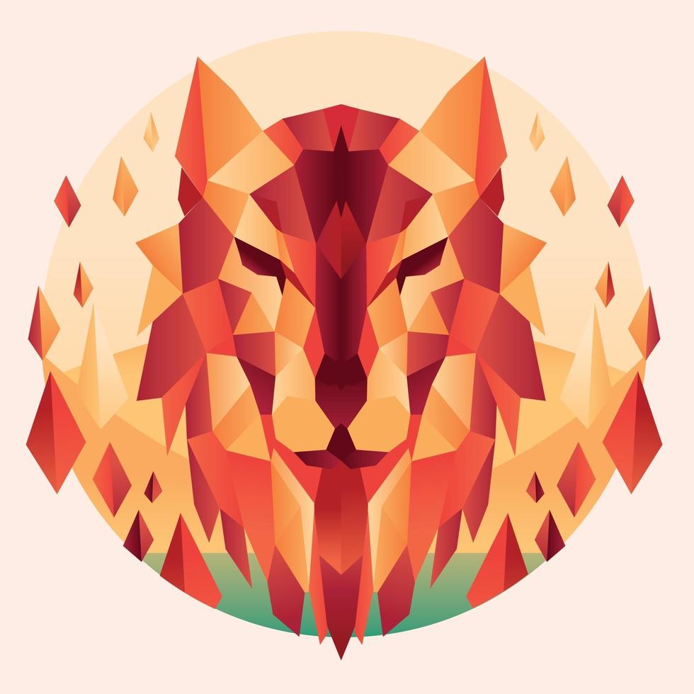 cabeça de lobo colorido estilo triangular abstrato vetor