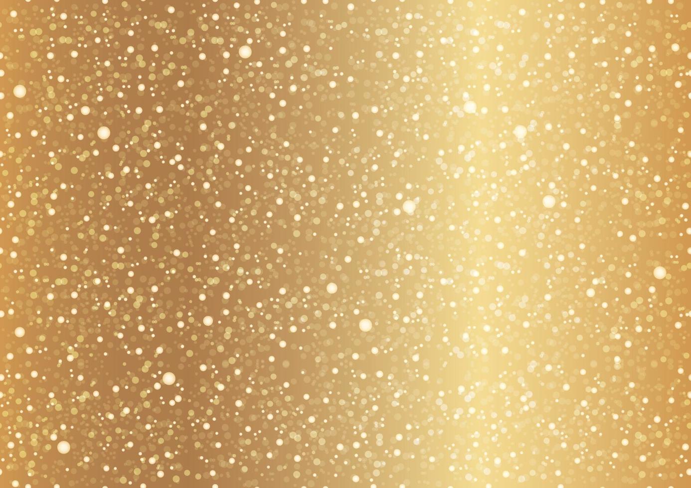 fundo abstrato dourado sem costura com flocos de neve, luzes e halos. ilustração vetorial. repetível horizontal e verticalmente. vetor