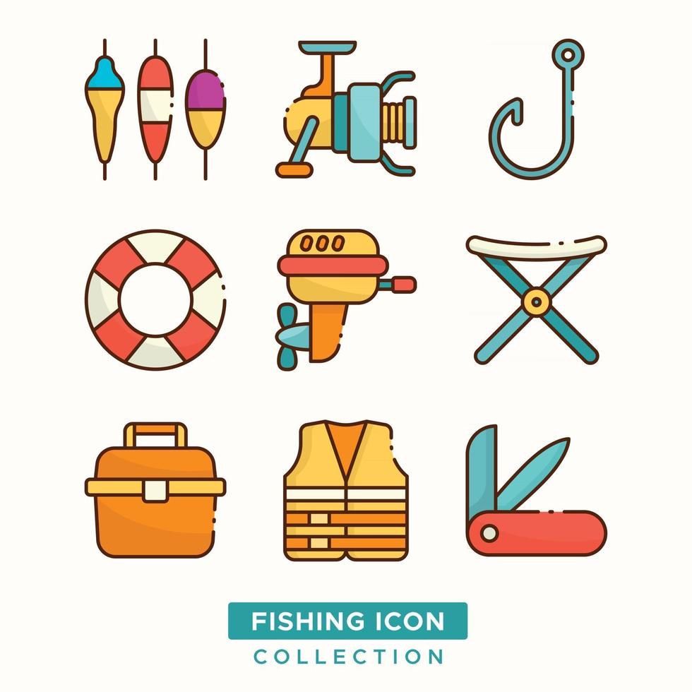 pacote de ícones de pesca vetor