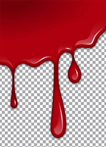 Xarope de sangue ou morango ou ketchup em fundo transparente. Ilustração vetorial vetor