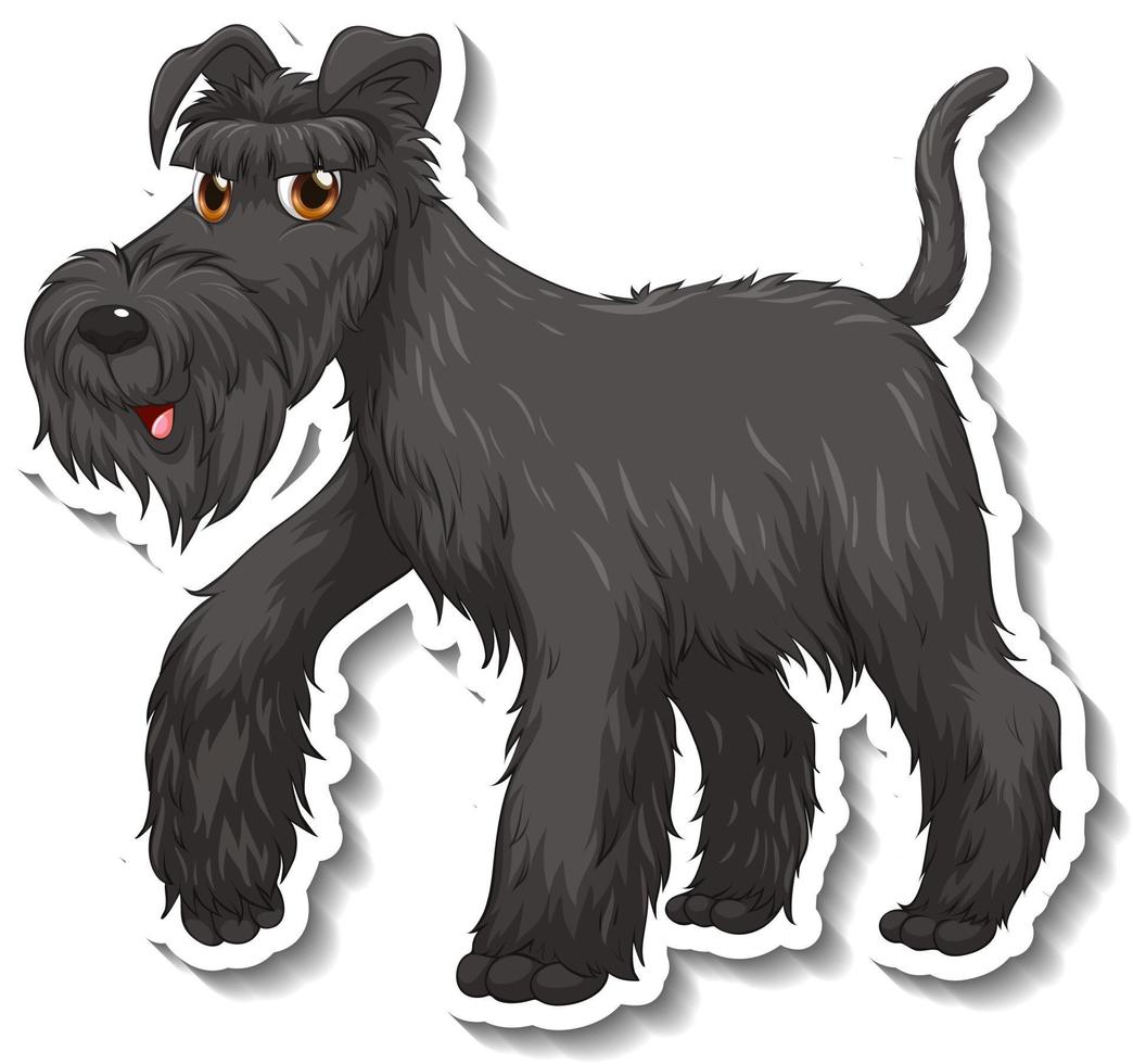 desenho de adesivo com cachorro schnauzer preto isolado vetor