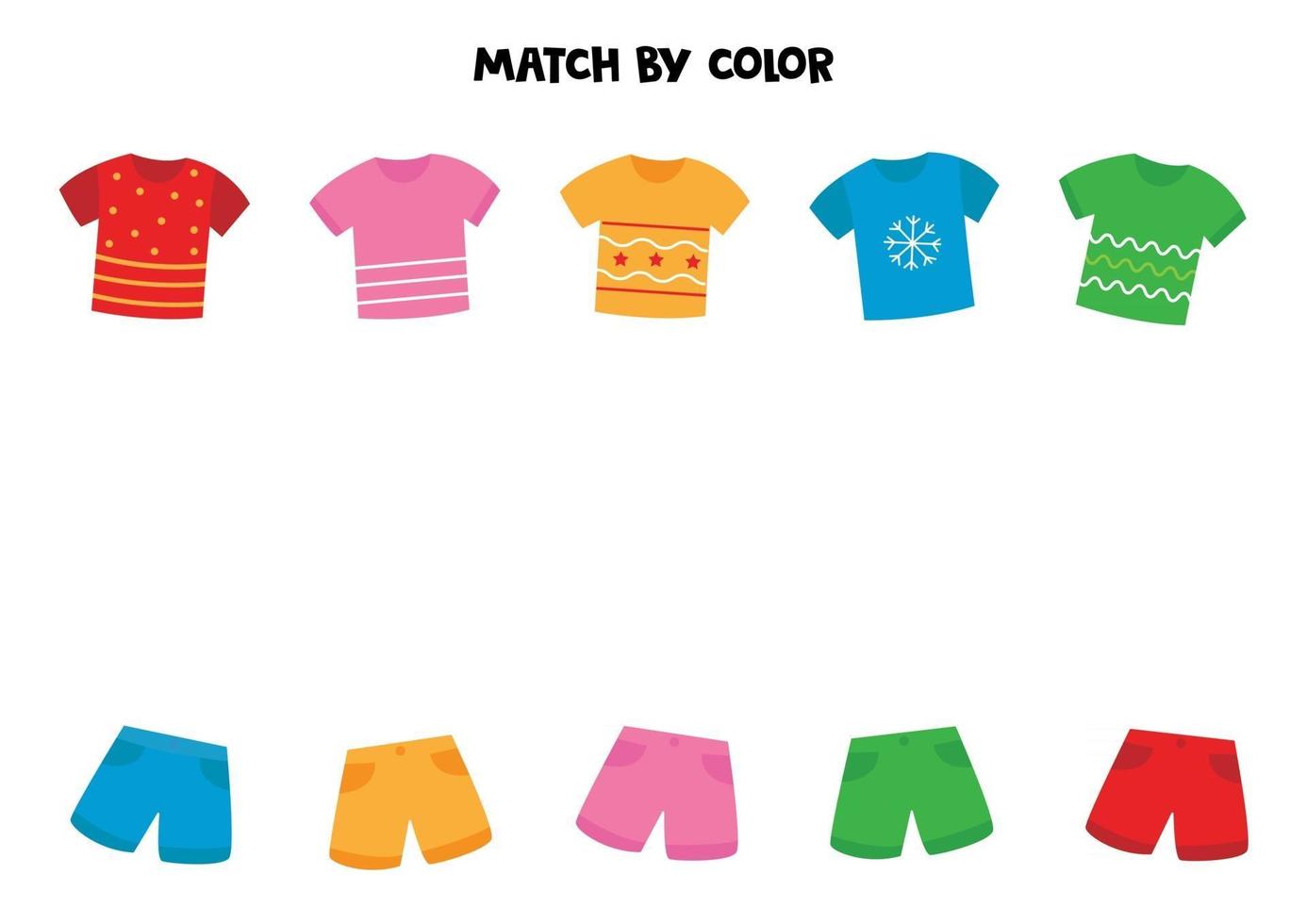 combinar camisetas e shorts por cor. jogo para crianças. vetor