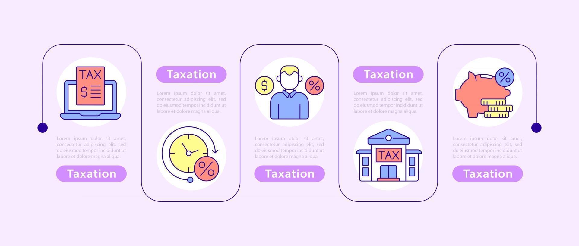 modelo de infográfico de vetor de tributação com ícones