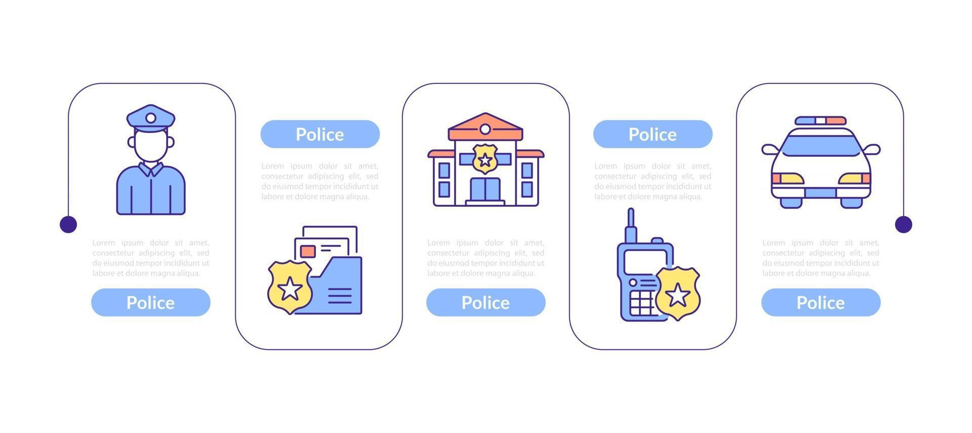 modelo de infográfico de vetor de polícia com ícones