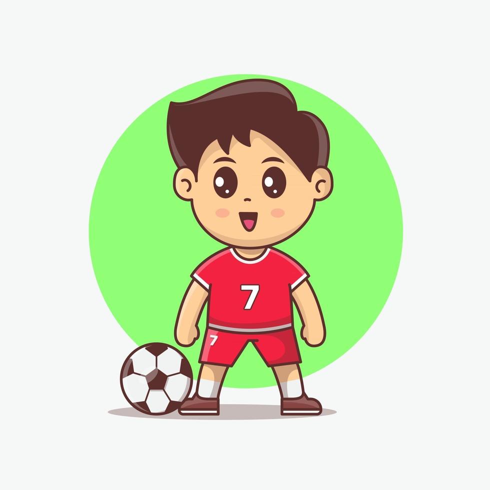 ilustração em vetor kawaii de jogador de futebol fofo