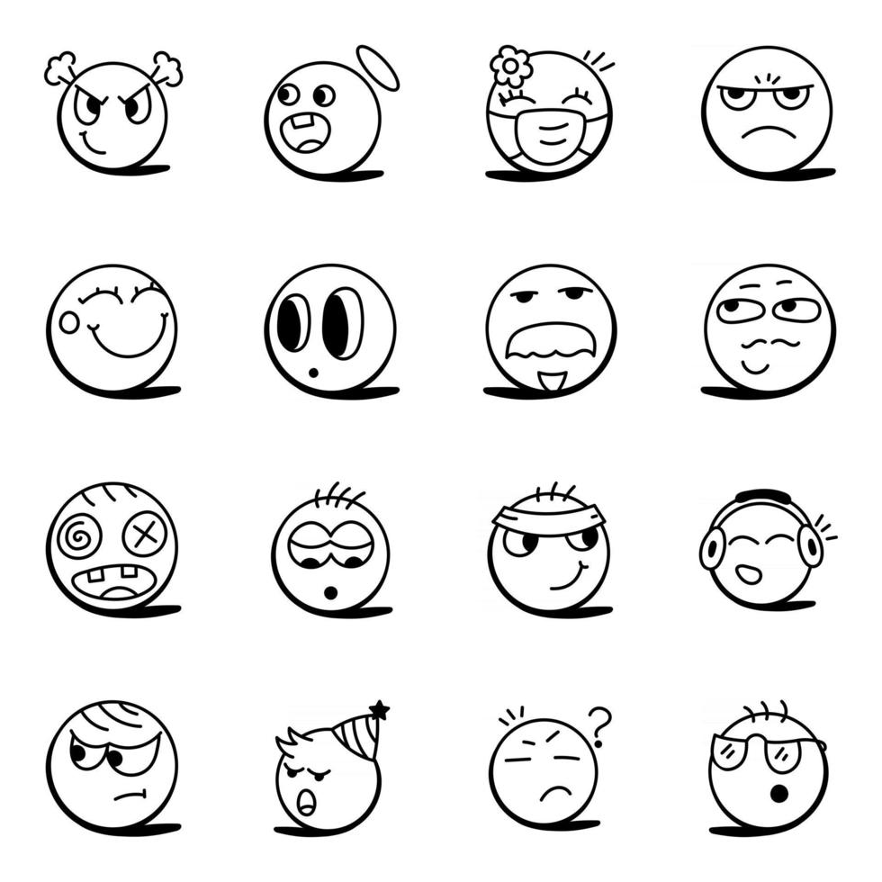 conjunto de emojis expressivos vetor