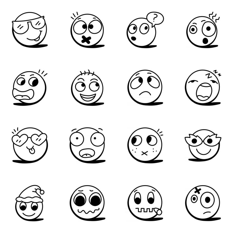 conjunto de rostos de emoji vetor