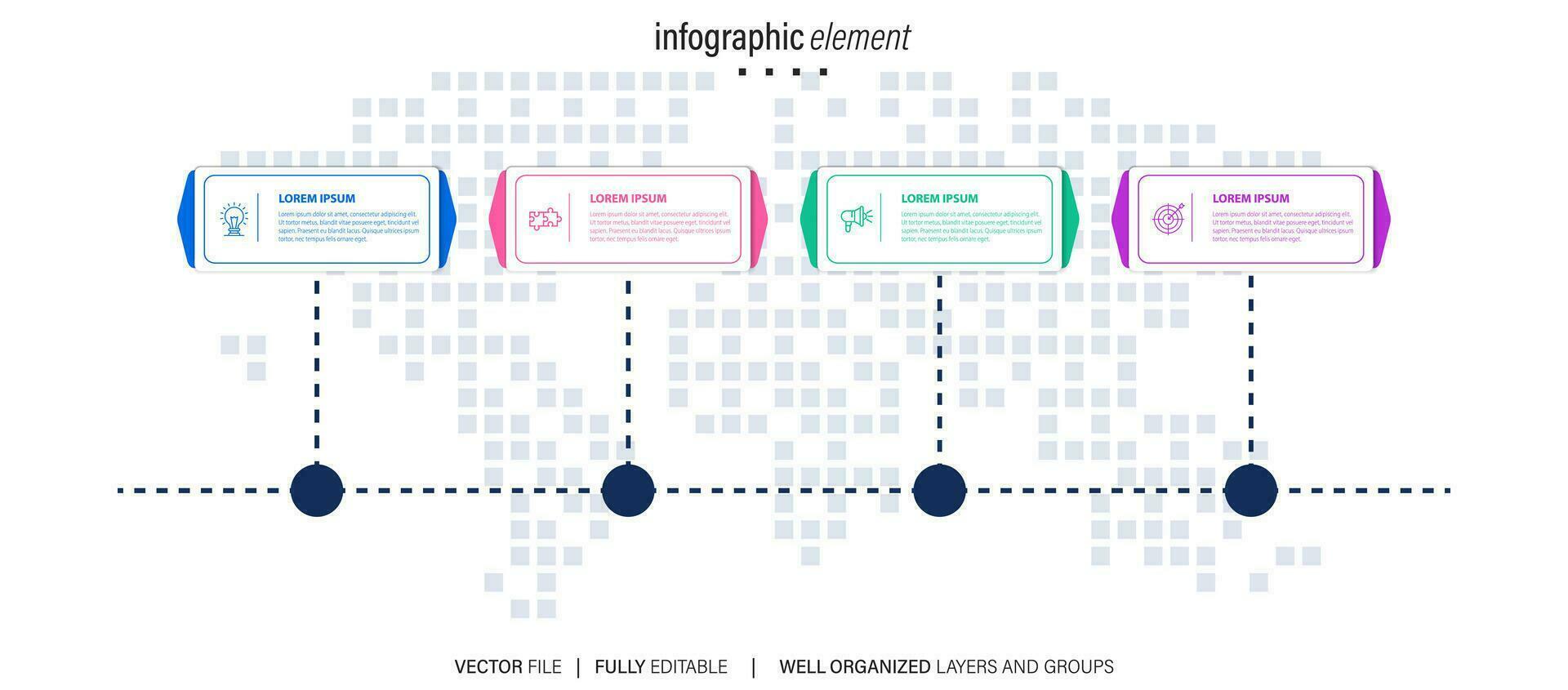 ícones de infográfico de linha do tempo de mapa de estrada de negócios projetados para abstrato modelo de marco elemento diagrama moderno processo tecnologia digital marketing dados apresentação gráfico ilustração vetorial vetor