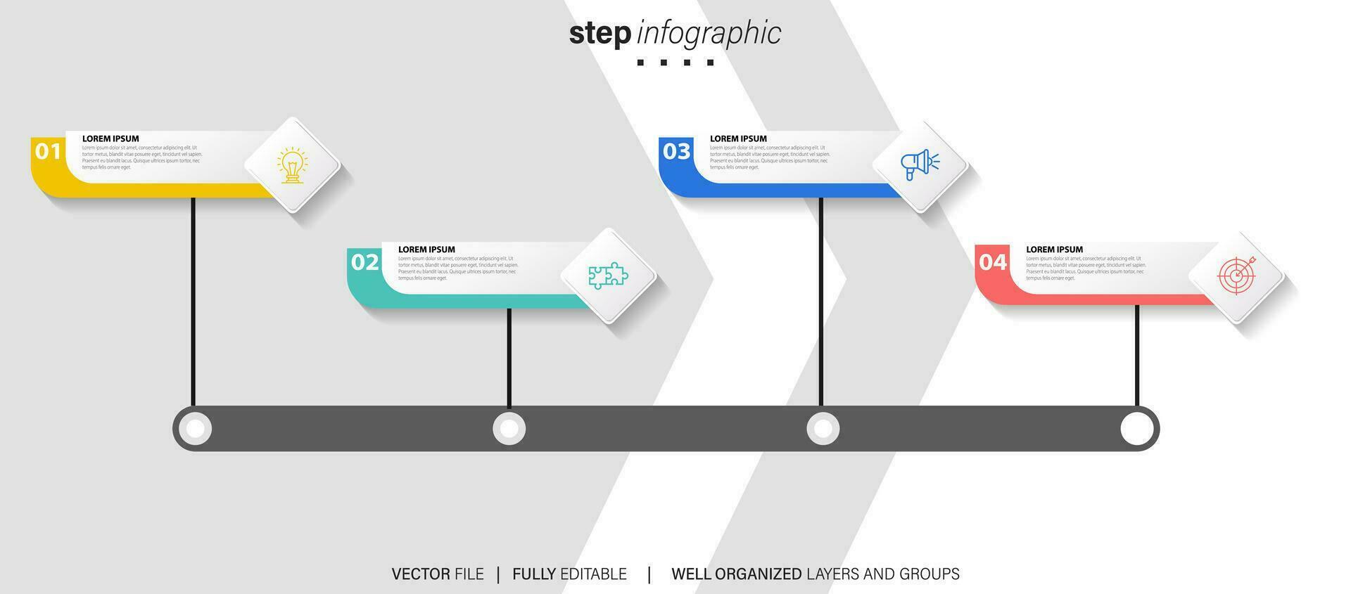 Linha do tempo infográfico fino linha Projeto com ícones. modelo para gráfico, diagrama, apresentações. o negócio conceito com 4 opções. vetor ilustração.