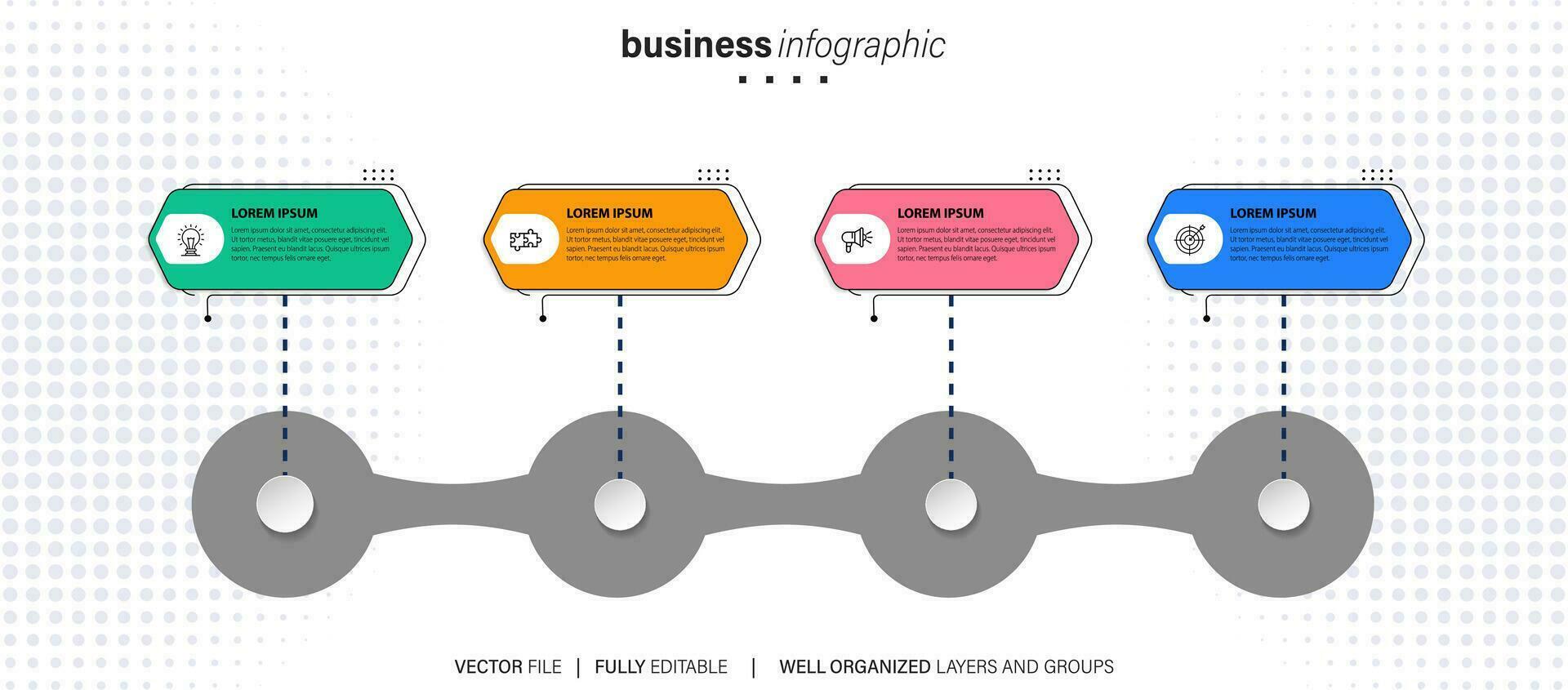 Linha do tempo infográfico fino linha Projeto com ícones. modelo para gráfico, diagrama, apresentações. o negócio conceito com 4 opções. vetor ilustração.