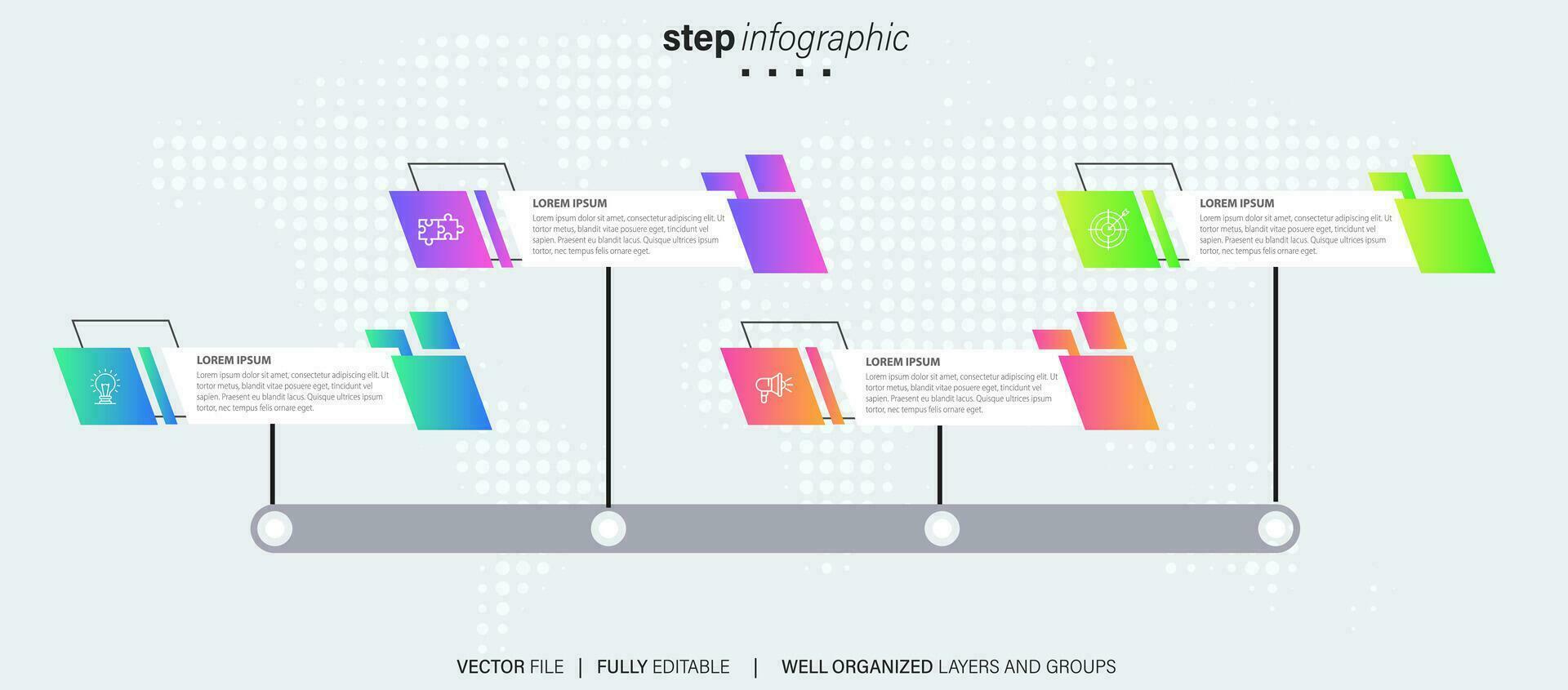 vetor infográfico plano modelo círculos para quatro rótulo, diagrama, gráfico, apresentação. o negócio conceito com 4 opções. para contente, fluxograma, passos, Linha do tempo, fluxo de trabalho, marketing. eps10