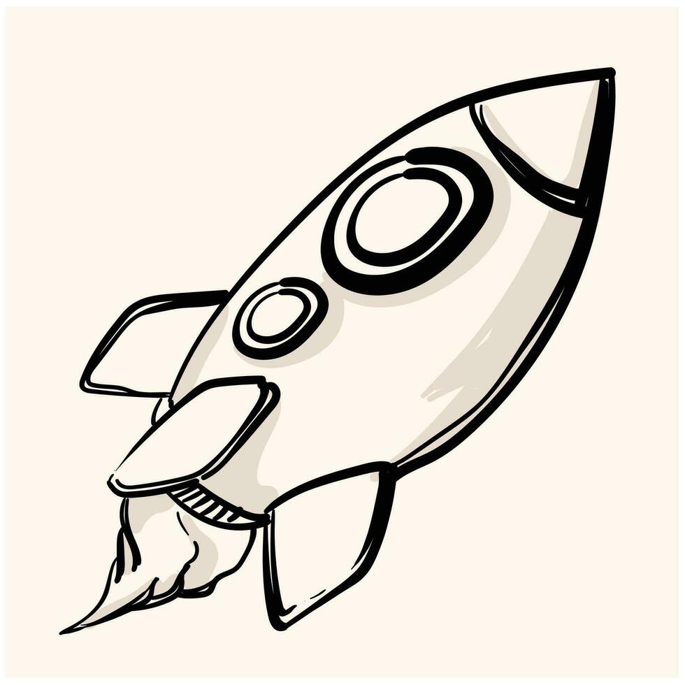 rabisco foguete. nave espacial vetor símbolo emoticon Projeto grampo arte placa rabisco estilo linha arte