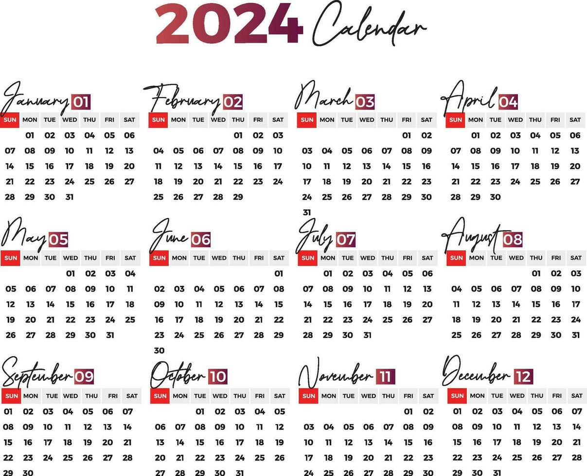 2024 calendário editável modelo livre vetor