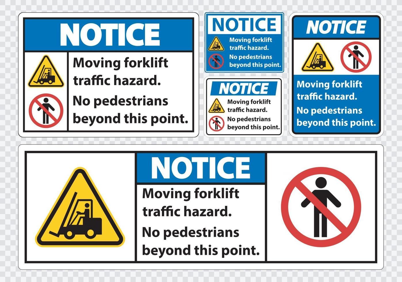 perigo de tráfego de empilhadeira em movimento, sem pedestres além deste ponto, sinal de símbolo isolado em fundo transparente, ilustração vetorial vetor