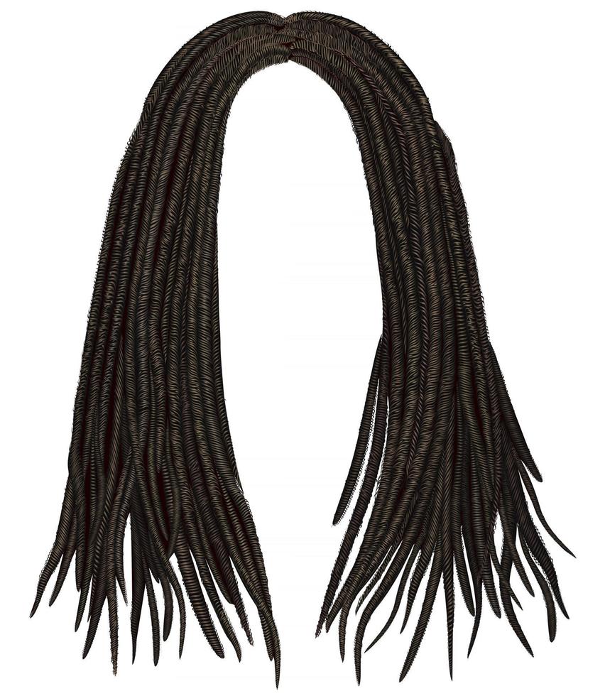 dreadlocks de cabelo comprido africano na moda. estilo de beleza de moda 3d realista. vetor