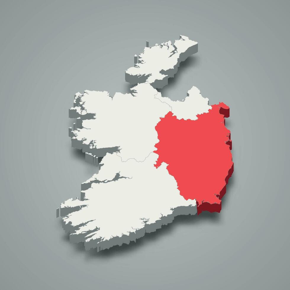 Leinster província localização dentro Irlanda 3d mapa vetor