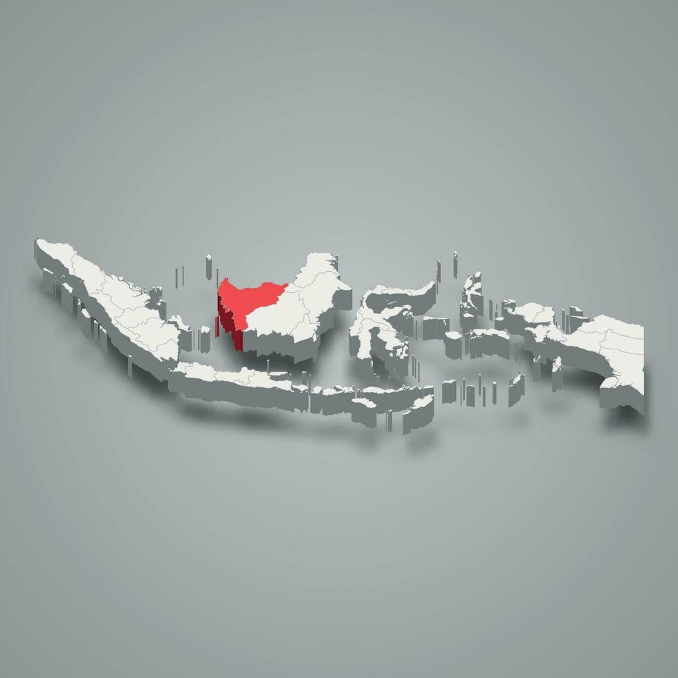 oeste Kalimantan província localização Indonésia 3d mapa vetor