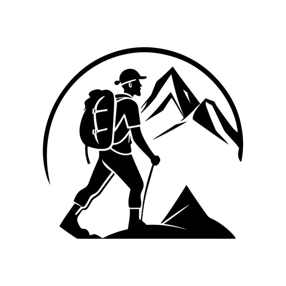 caminhada ao ar livre aventura logotipo, vetor modelo