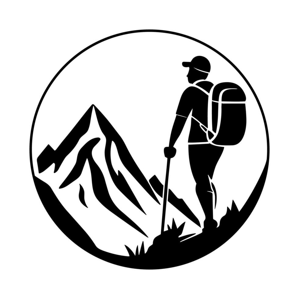 caminhada ao ar livre aventura logotipo, vetor modelo