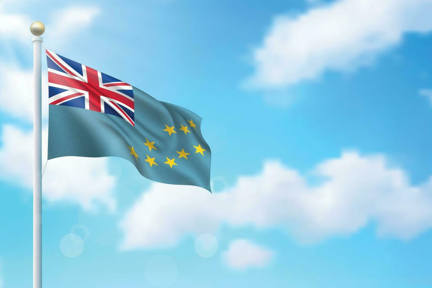 acenando bandeira do tuvalu em céu fundo. modelo para independência vetor