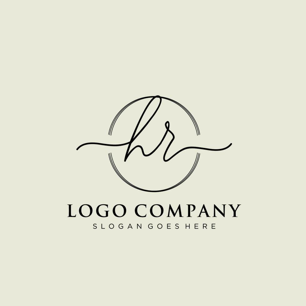 inicial hr feminino logotipo coleções modelo. caligrafia logotipo do inicial assinatura, casamento, moda, joalheria, butique, floral e botânico com criativo modelo para qualquer companhia ou negócios. vetor