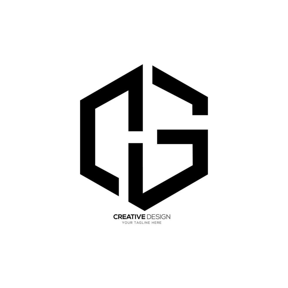 carta CG ou gc criativo hexágono forma único moderno polígono monograma mínimo logotipo vetor