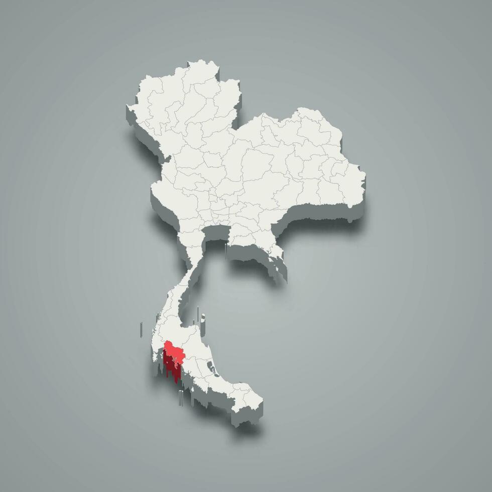 krabi província localização Tailândia 3d mapa vetor