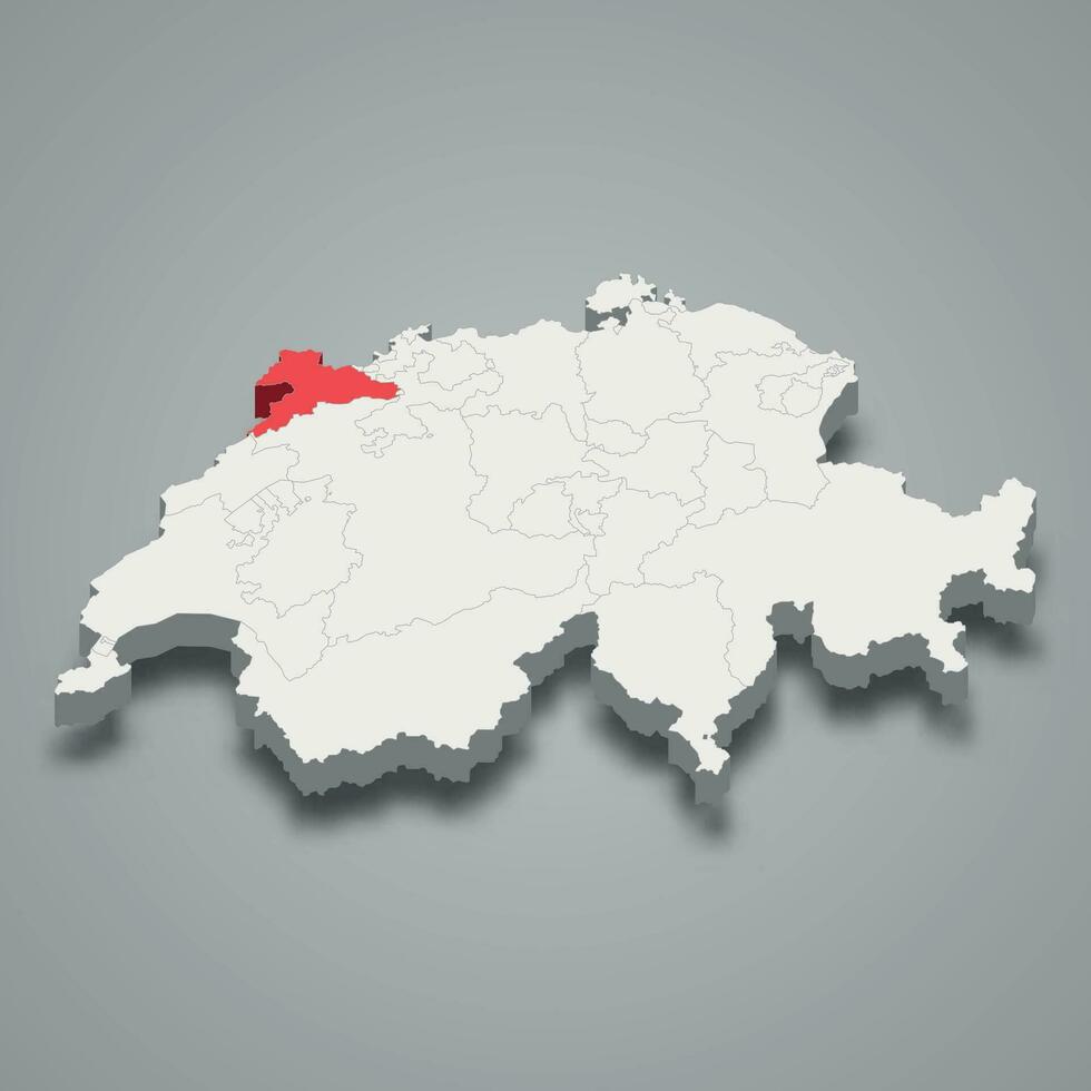 Jura canto localização dentro Suíça 3d mapa vetor