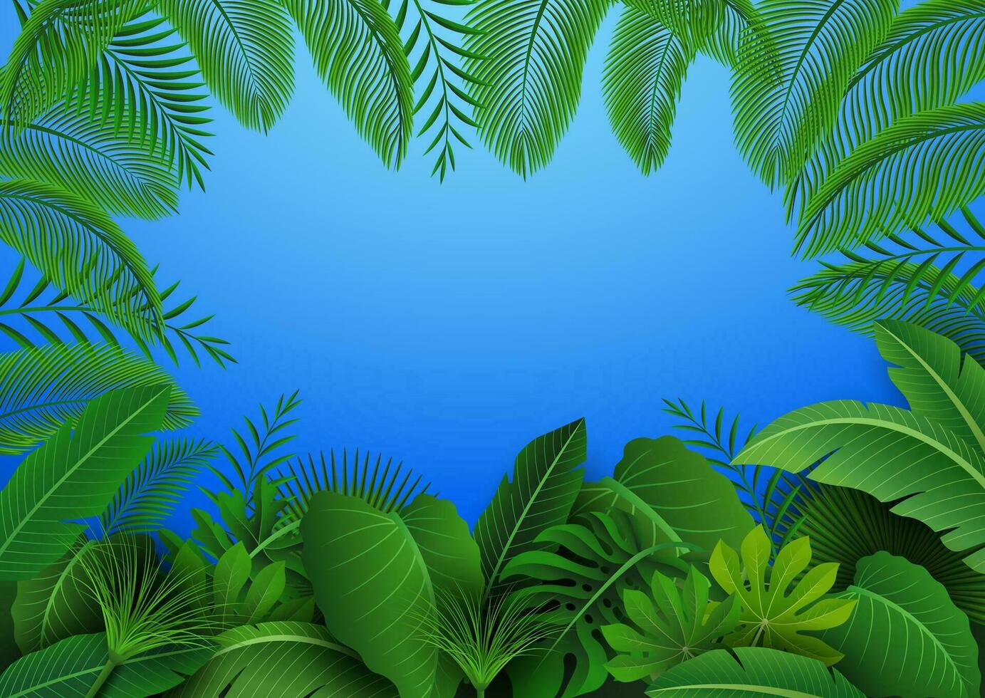 fundo do tropical folhas. adequado para natureza conceito, férias, e verão feriado, vetor ilustração