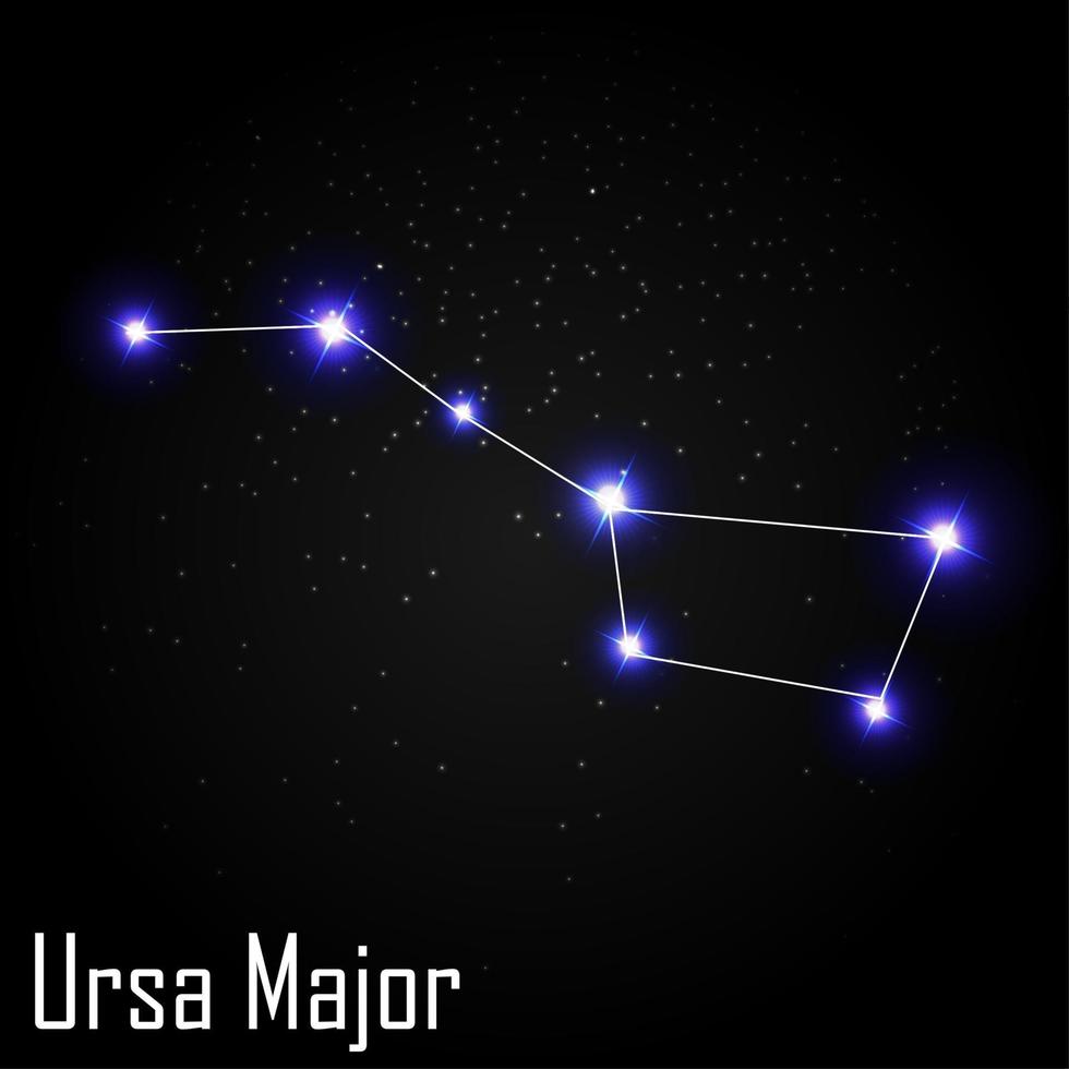 Ursa constelação principal com belas estrelas brilhantes no fundo do céu cósmico ilustração vetorial vetor