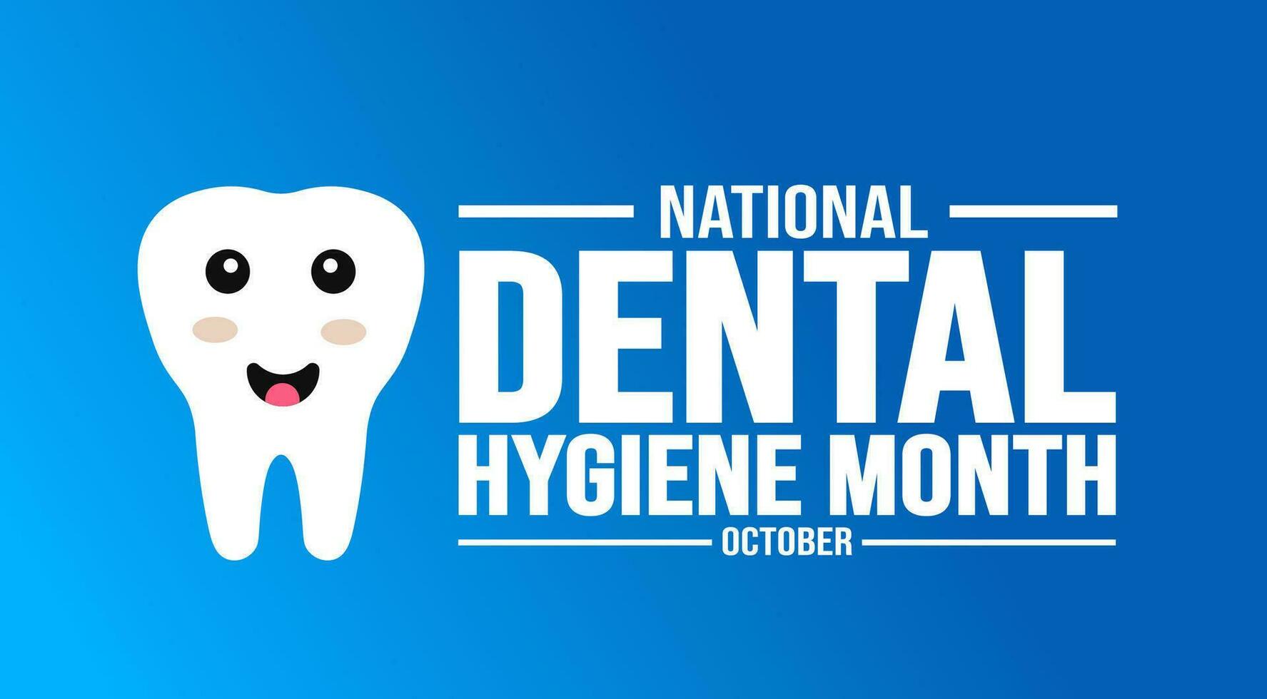 Outubro é nacional dental higiene mês fundo modelo. feriado conceito. fundo, bandeira, cartaz, cartão, e poster Projeto modelo com texto inscrição e padrão cor. vetor