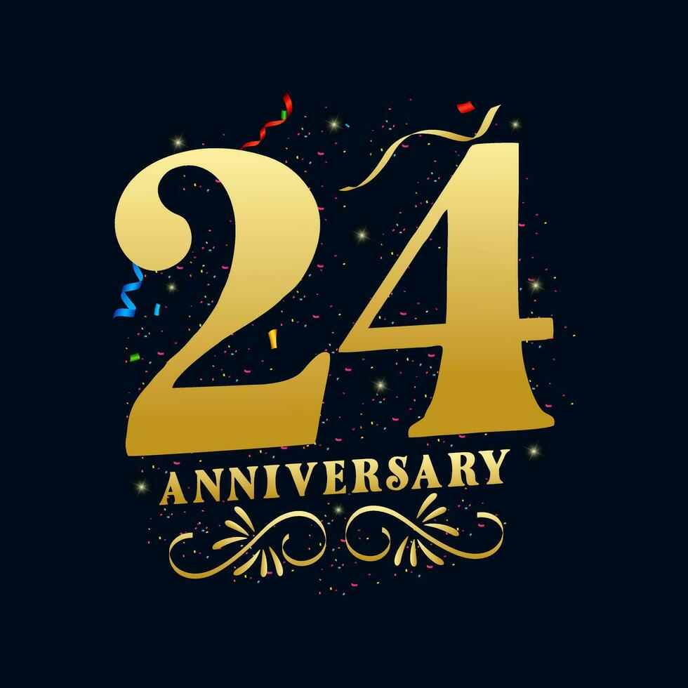 24 aniversário luxuoso dourado cor 24 anos aniversário celebração logotipo Projeto modelo vetor