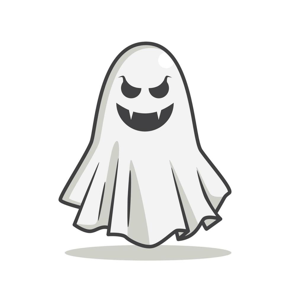fantasma em estilo de desenho animado kawaii fofo ilustração vetorial design plano forma moderna simples para ativo de halloween ou elemento de ícone editável vetor