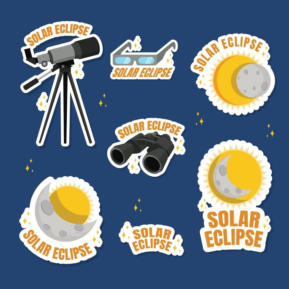 conjunto de ícones do eclipse solar espacial vetor