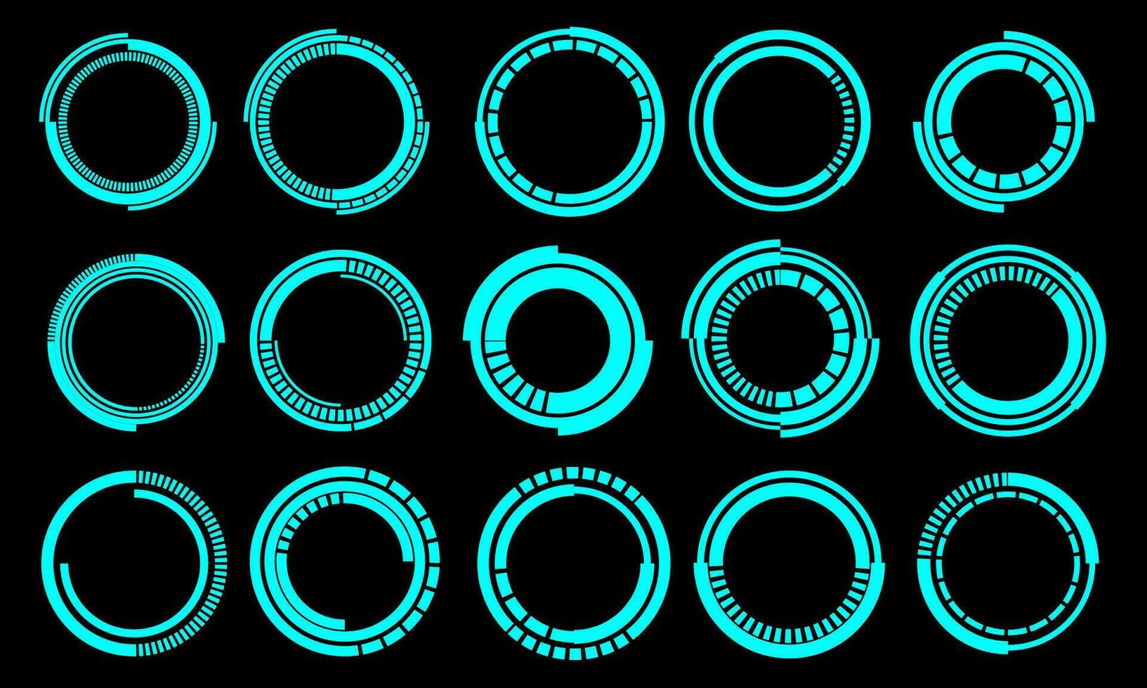conjunto do sci fi azul círculo do utilizador interface elementos tecnologia futurista Projeto moderno criativo em Preto fundo vetor