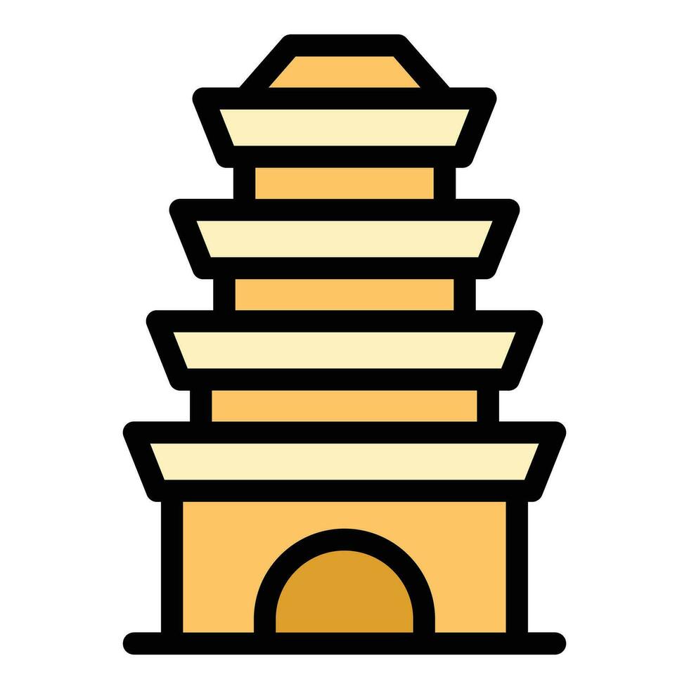 madeira pagode ícone vetor plano