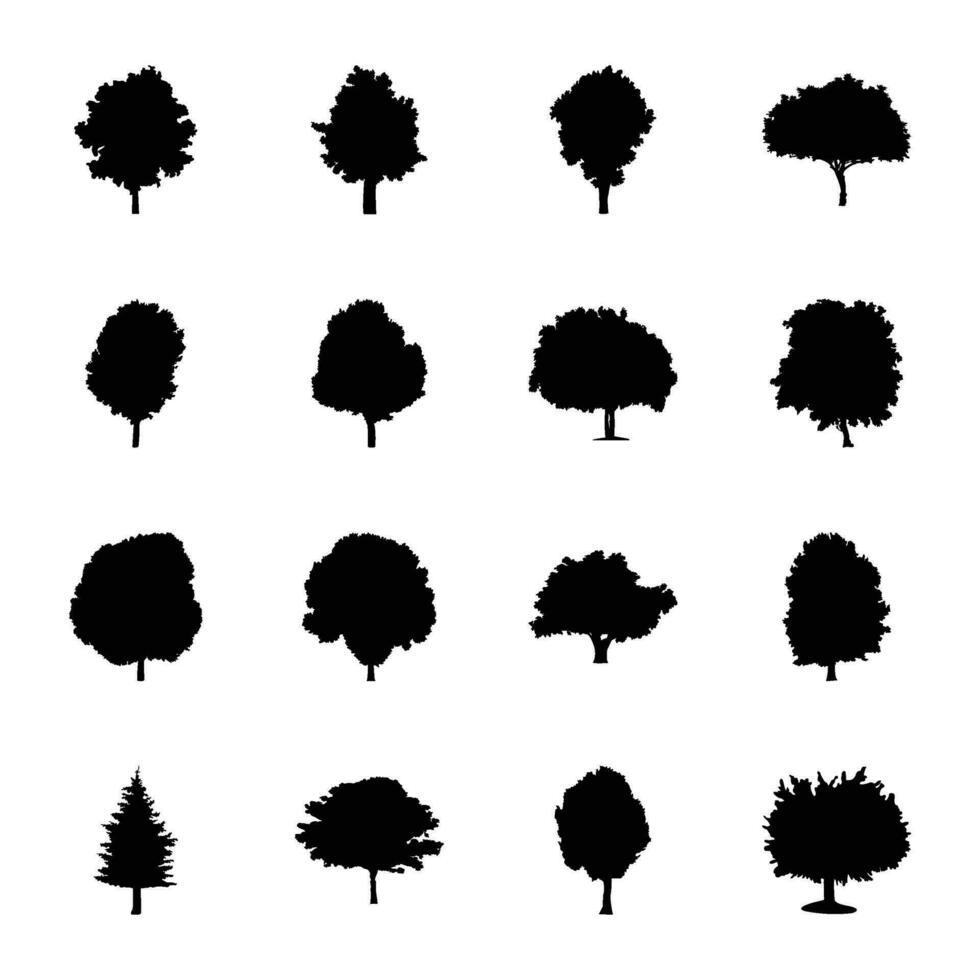 pacote do árvores glifo ícones vetor
