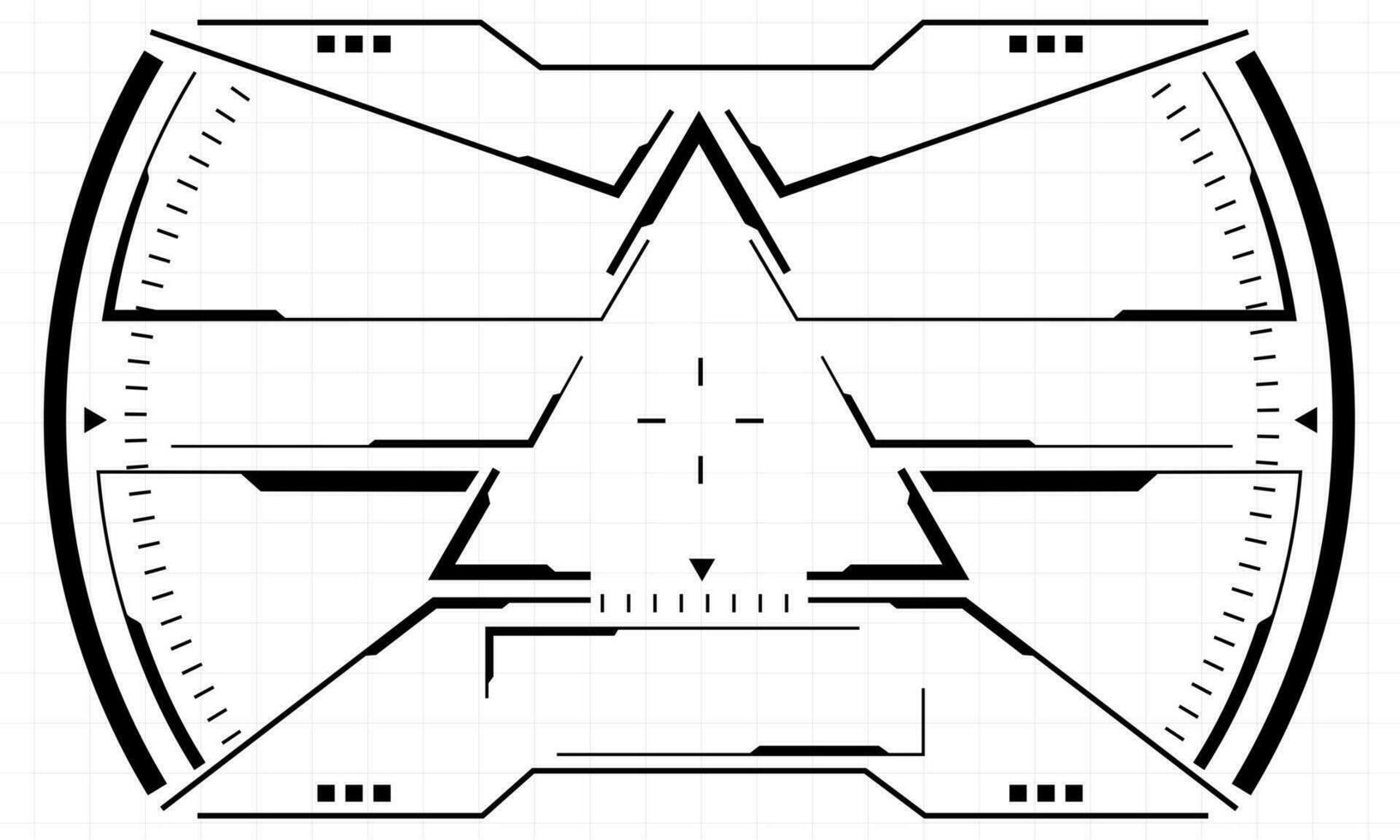 hud ficção científica interface tela Visão Preto triângulo geométrico em branco Projeto virtual realidade futurista tecnologia criativo exibição vetor