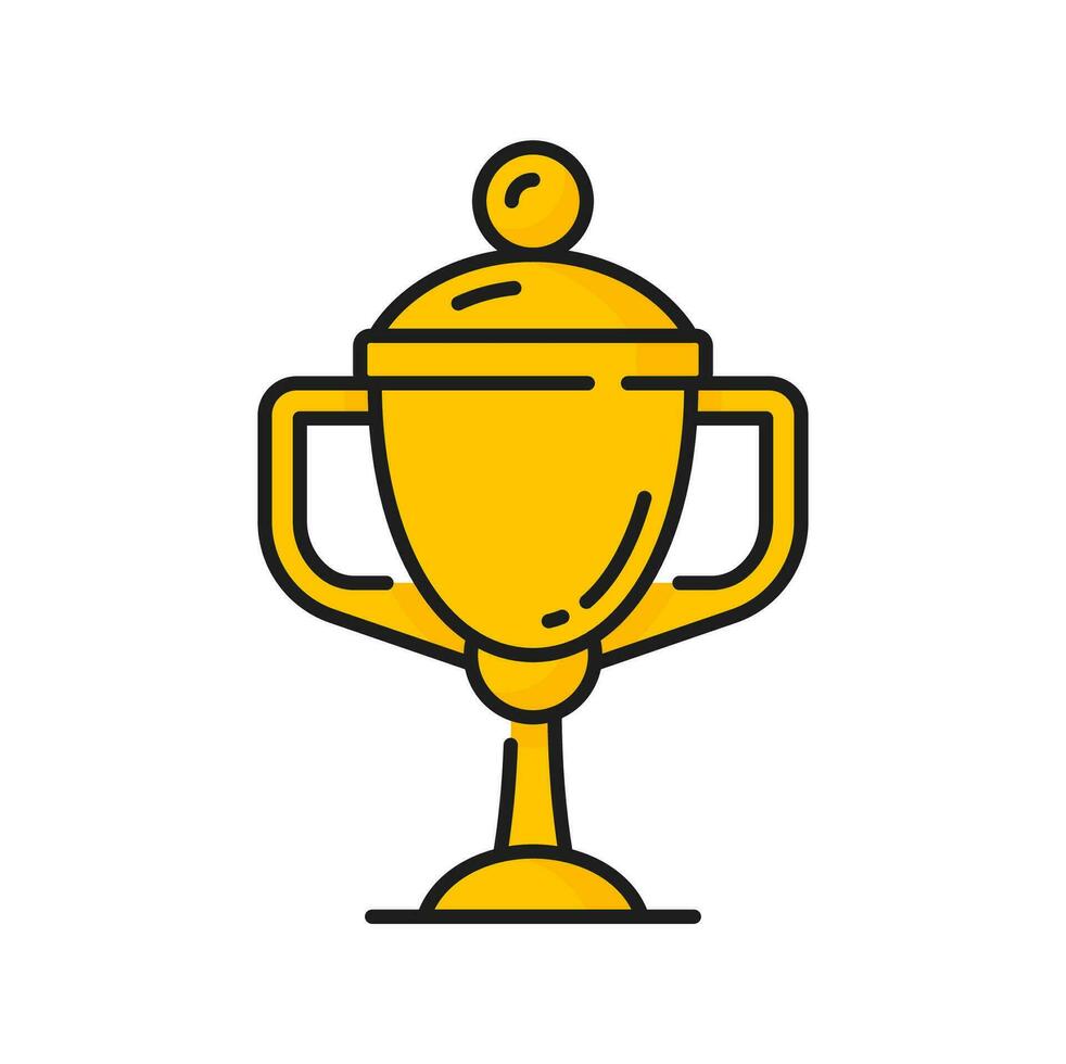 ouro troféu xícara, jogos esporte prêmio, linha prêmio ícone vetor