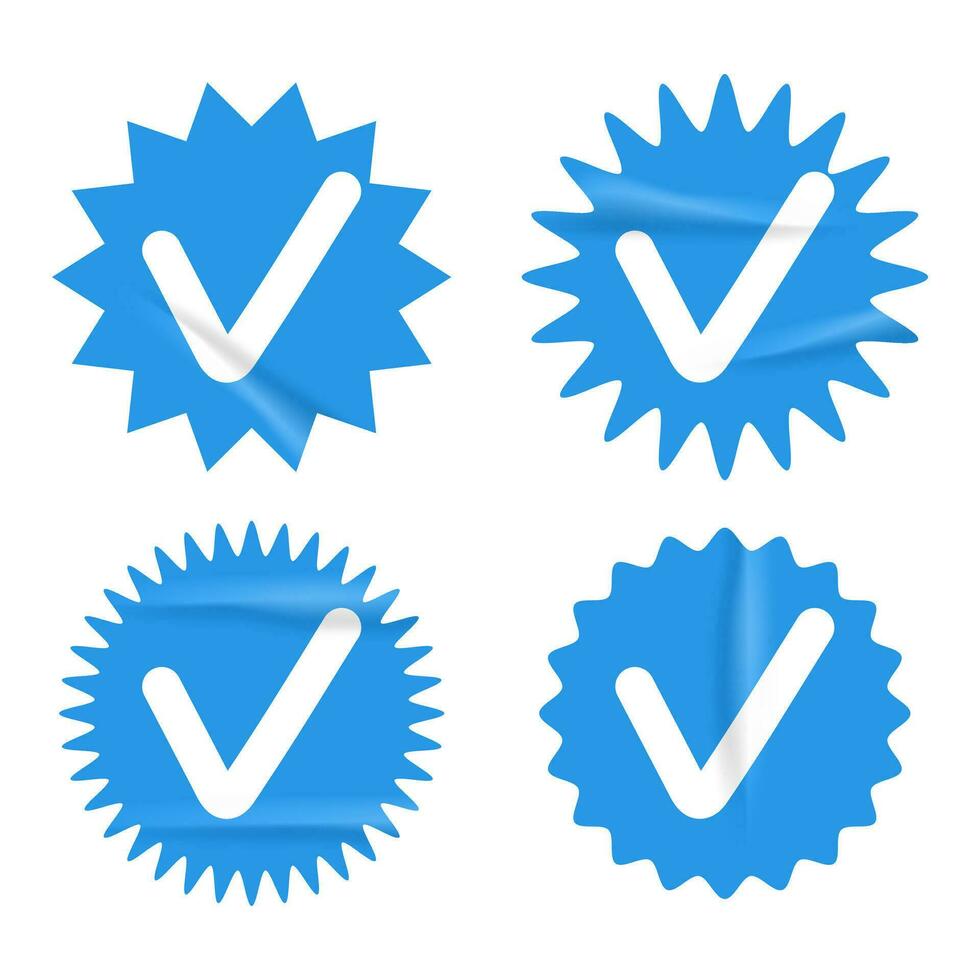 verificado Distintivos Verifica ícone conjunto vetor ilustração