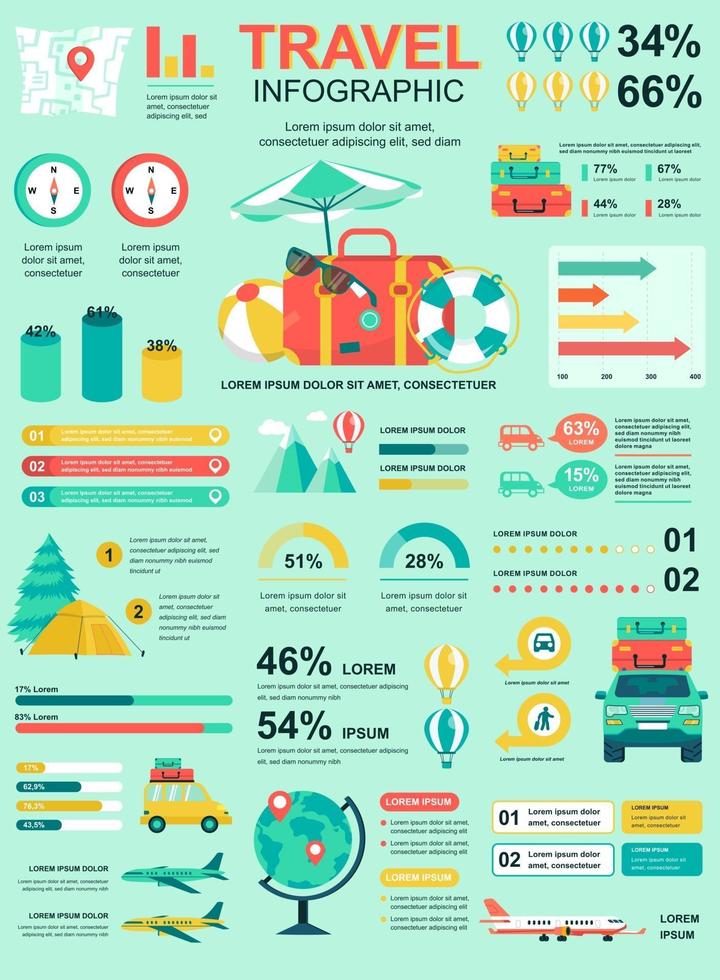 viajar férias banner com elementos de infográfico. vetor