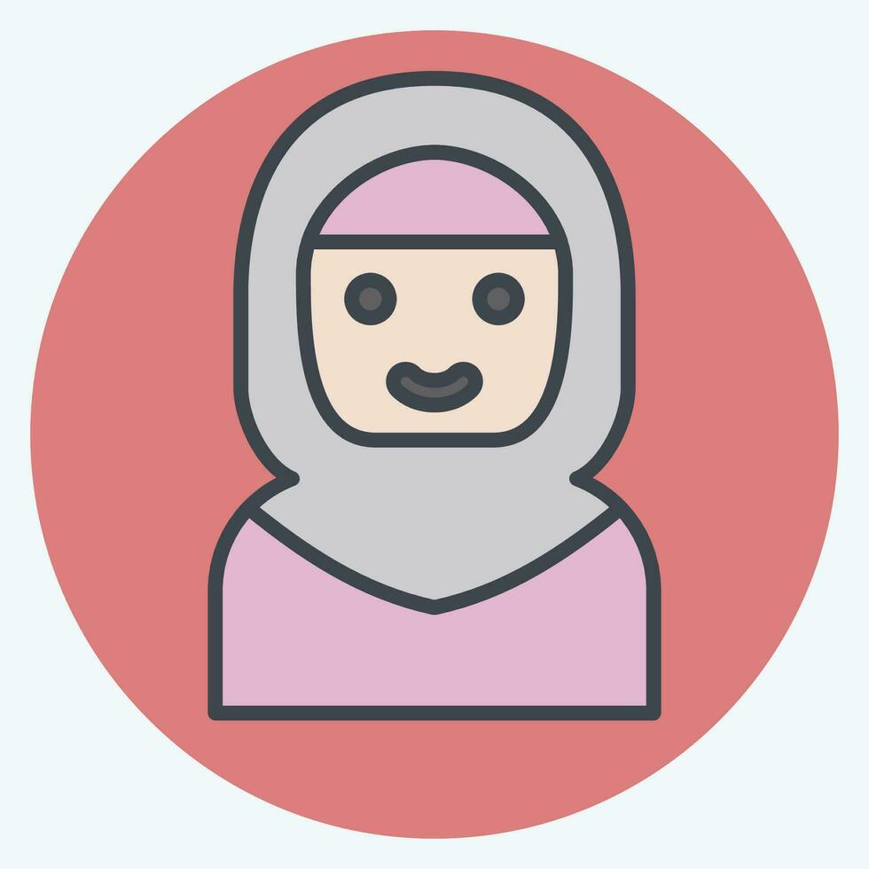 ícone árabe mulheres. relacionado para saudita arábia símbolo. cor companheiro estilo. simples Projeto editável. simples ilustração vetor