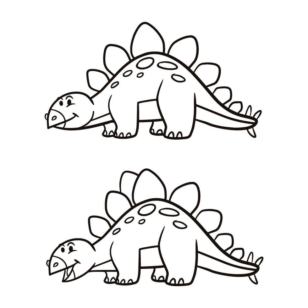 coleção do dinossauros dentro vários poses. coloração dino sauro. dinossauro linha vetor