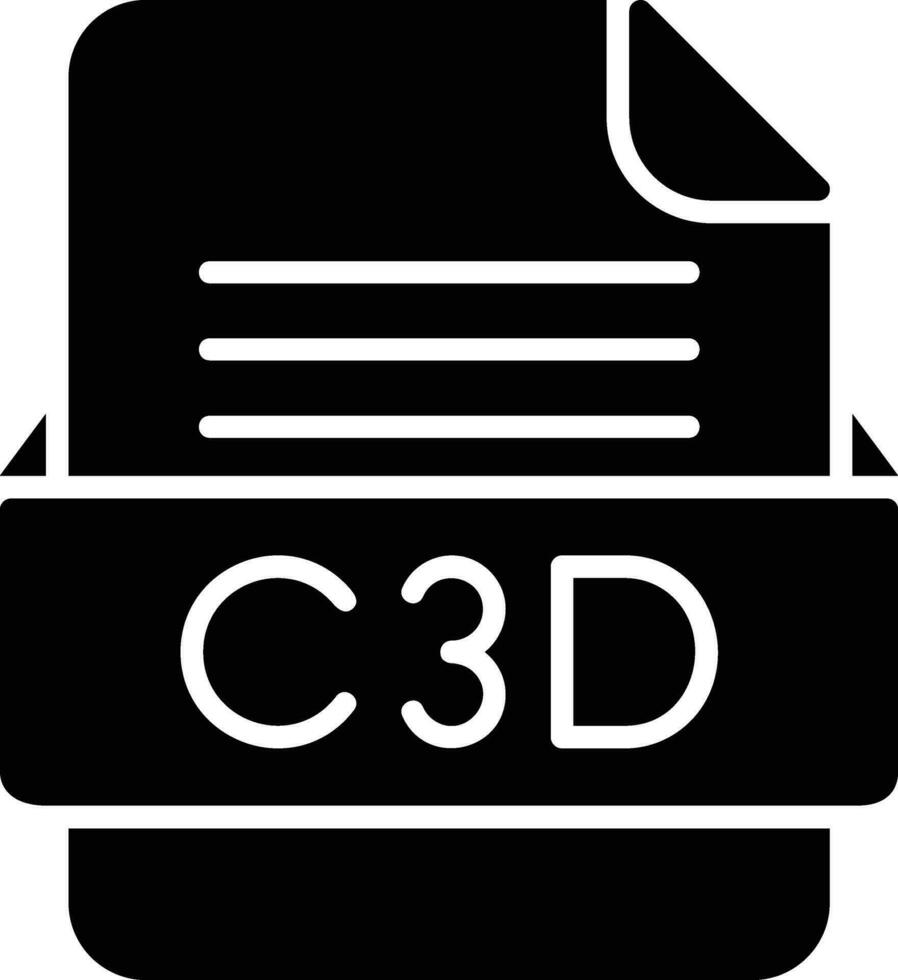 c3d Arquivo formato linha ícone vetor