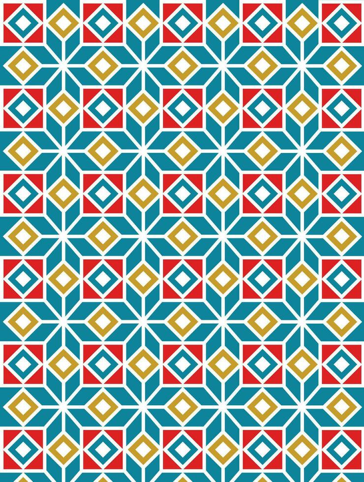 geométrico quadrado repetição azul vermelho amarelo fundo Projeto. vetor